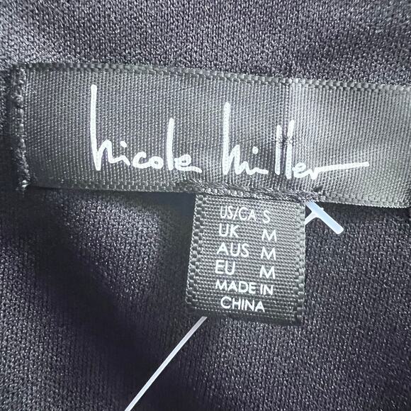 Nicole Miller Floral Printed V-Neck Sheer Puff Sleeve Black Purple Career Top - Picture 6 of 9